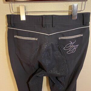 Pikeur Full-Seat Grip Breeches - Size 31/32 (EU 42) - Black with Silver Trim